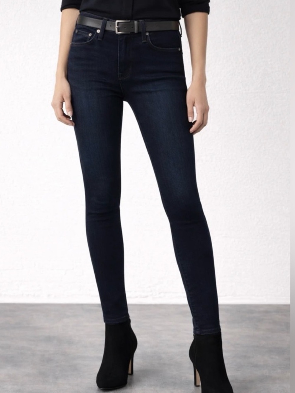 Fidelity Jeans Gwen High Waist Ankle Length Dark Rinse Raw Hem Skinny Jeans 30